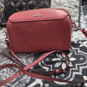 Coach Pink Crossbody Bag with Gold Accents